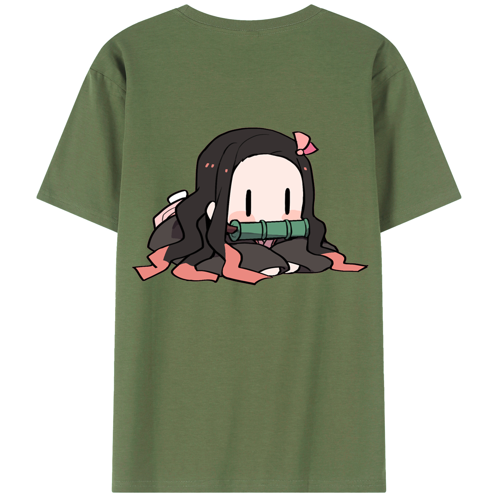 （画像用） 鬼滅の刃（きめつのやいば）竈門 禰󠄀豆子／かまど ねずこ Kamado Nezuko 綿100％ メンズ半袖Tシャツ（バックプリント） 通気性